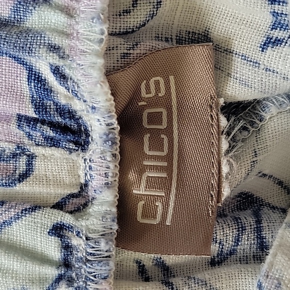 Chico's Blue White Paisley Linen Crop Pants Size Medium/8 - Picture 6 of 6